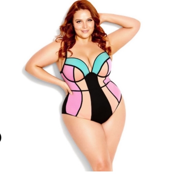 City Chic Multicolor One Piece Swimsuit - Picture 2 of 7